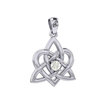 Peter Stone Jewelry: Sterling Silver Triquetra Celtic Heart Pendant with Gemstone – A Meaningful and Elegant Symbolic Necklace for Timeless Beauty TPD6207 - Jewelry
